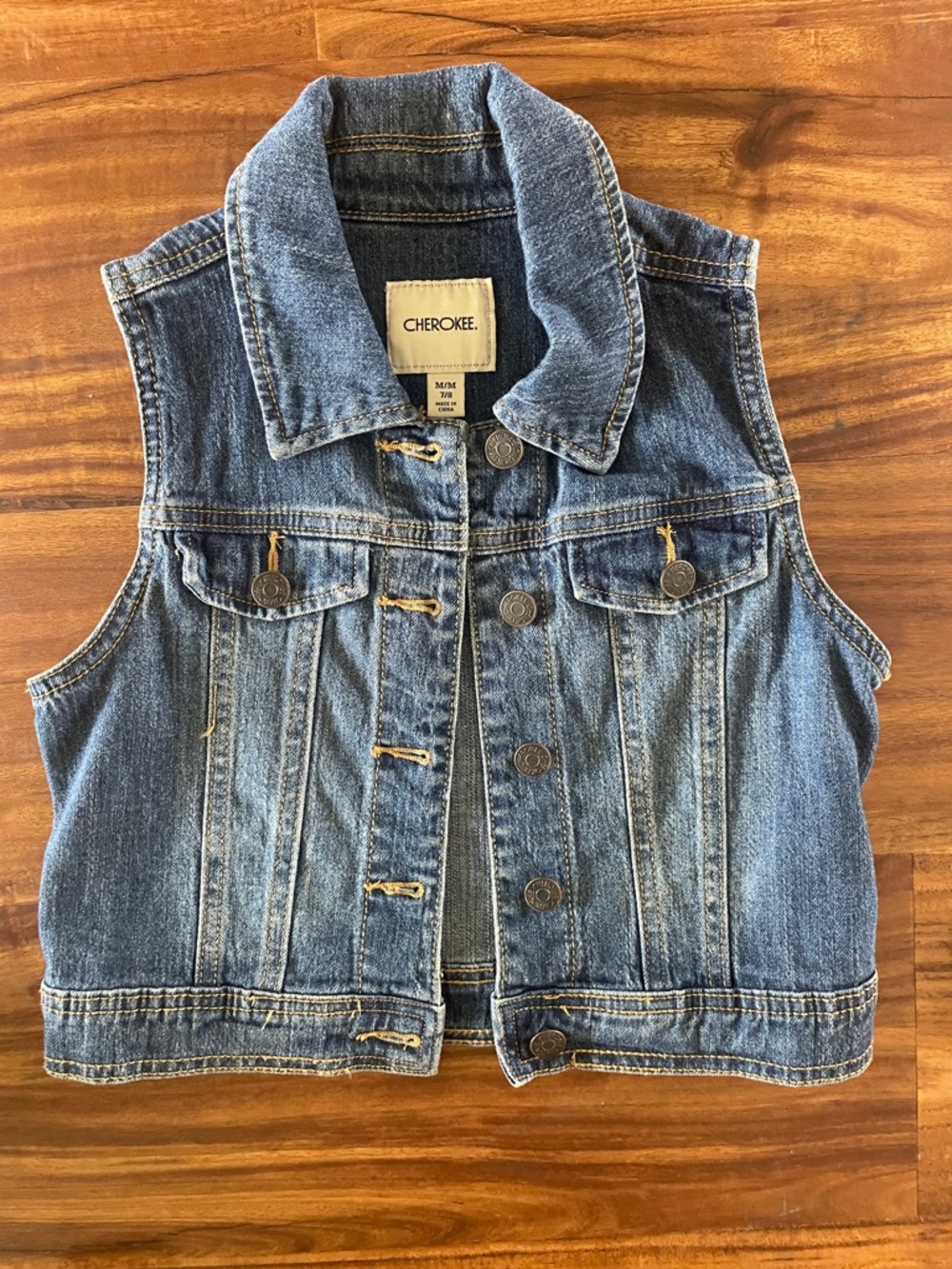 Cherokee Girls Blue Denim Jean Vest Jacket